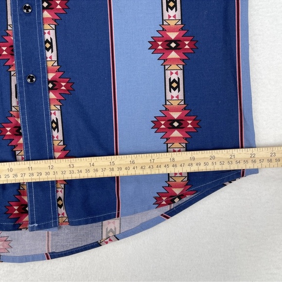 Vintage Wrangler Brushpopper Shirt Mens M Pearl Snap Aztec Southwestern Cowboy - Picture 7 of 11